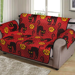 Halloween Black Cat Pattern Print Loveseat Protector