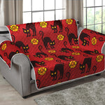 Halloween Black Cat Pattern Print Loveseat Protector