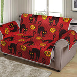 Halloween Black Cat Pattern Print Loveseat Protector