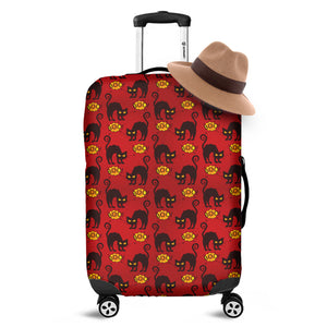 Halloween Black Cat Pattern Print Luggage Cover