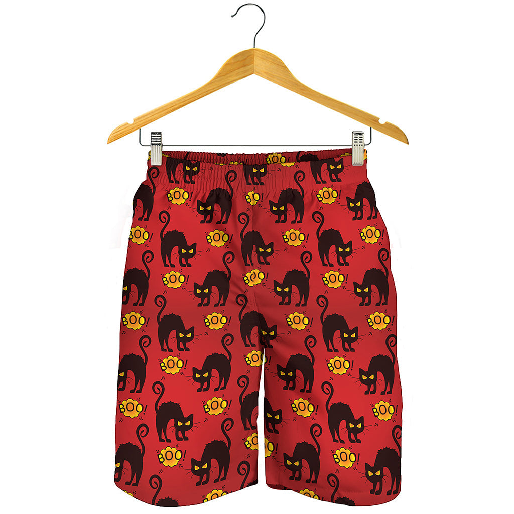 Halloween Black Cat Pattern Print Men's Shorts