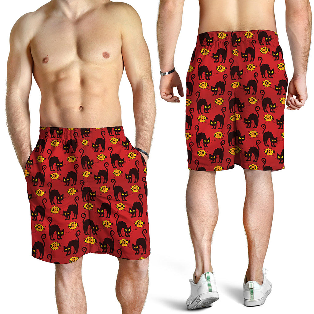 Halloween Black Cat Pattern Print Men's Shorts