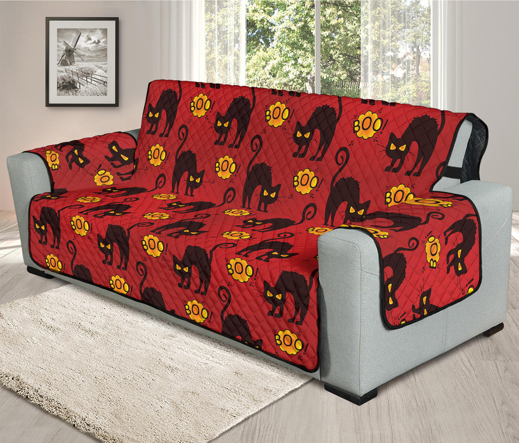 Halloween Black Cat Pattern Print Oversized Sofa Protector