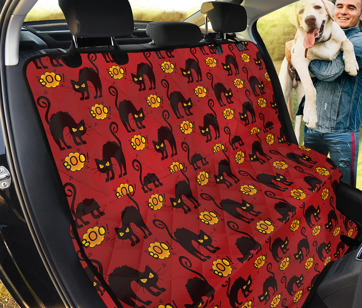 Halloween Black Cat Pattern Print Pet Car Back Seat Cover