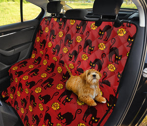 Halloween Black Cat Pattern Print Pet Car Back Seat Cover