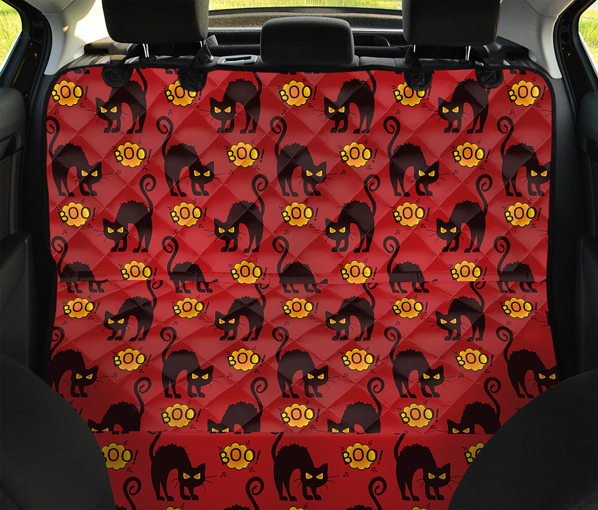 Halloween Black Cat Pattern Print Pet Car Back Seat Cover