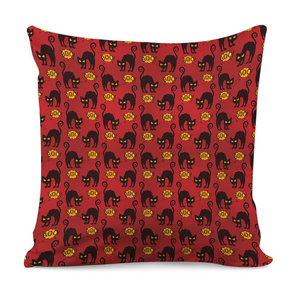 Halloween Black Cat Pattern Print Pillow Cover