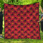 Halloween Black Cat Pattern Print Quilt