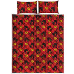 Halloween Black Cat Pattern Print Quilt Bed Set