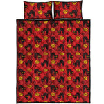 Halloween Black Cat Pattern Print Quilt Bed Set