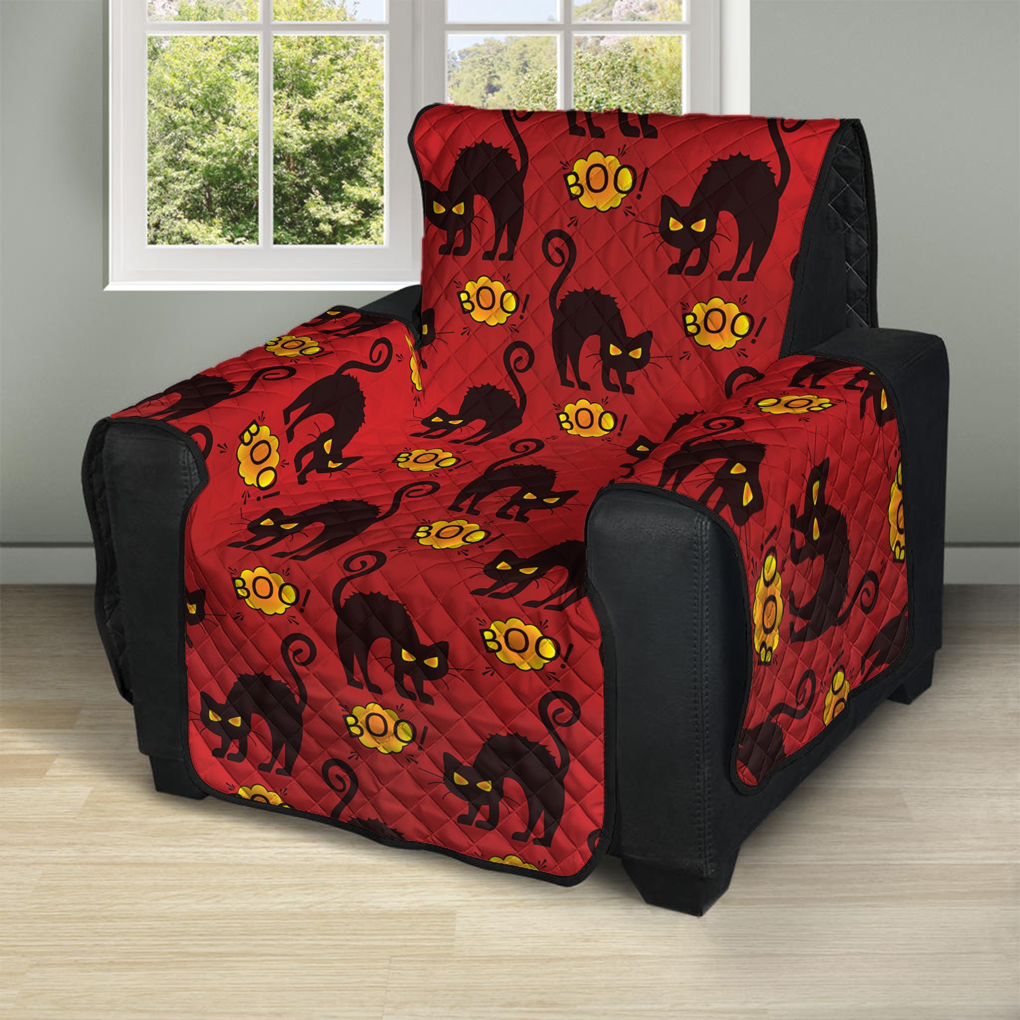 Halloween Black Cat Pattern Print Recliner Protector