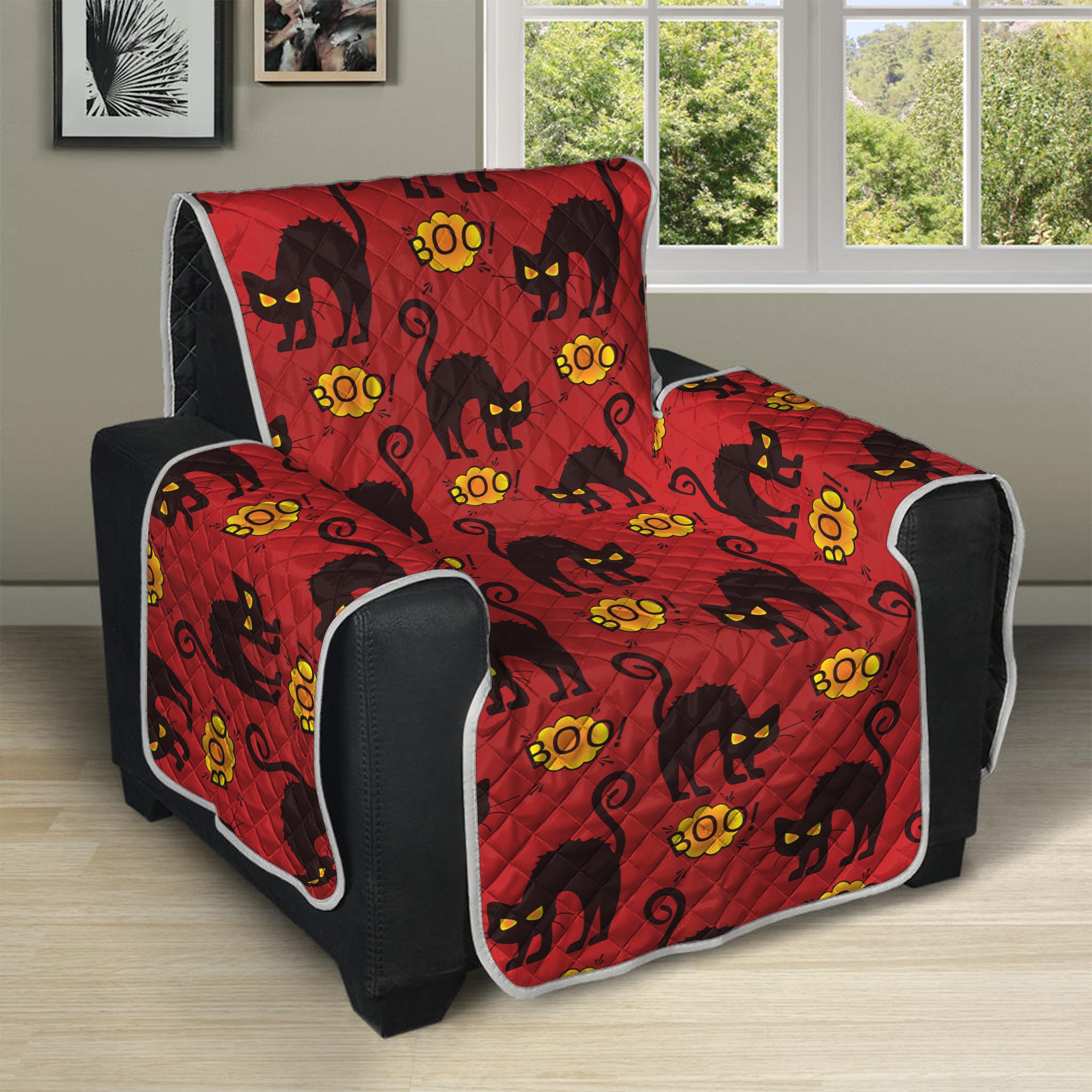 Halloween Black Cat Pattern Print Recliner Protector