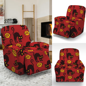 Halloween Black Cat Pattern Print Recliner Slipcover