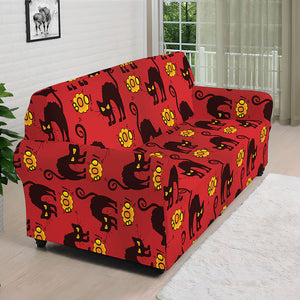 Halloween Black Cat Pattern Print Sofa Cover