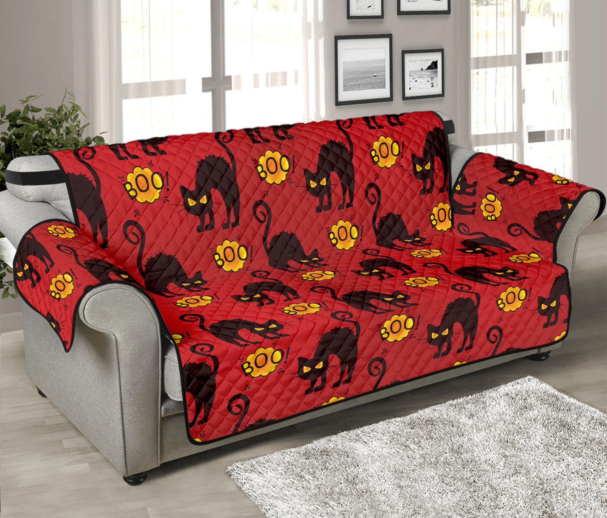 Halloween Black Cat Pattern Print Sofa Protector