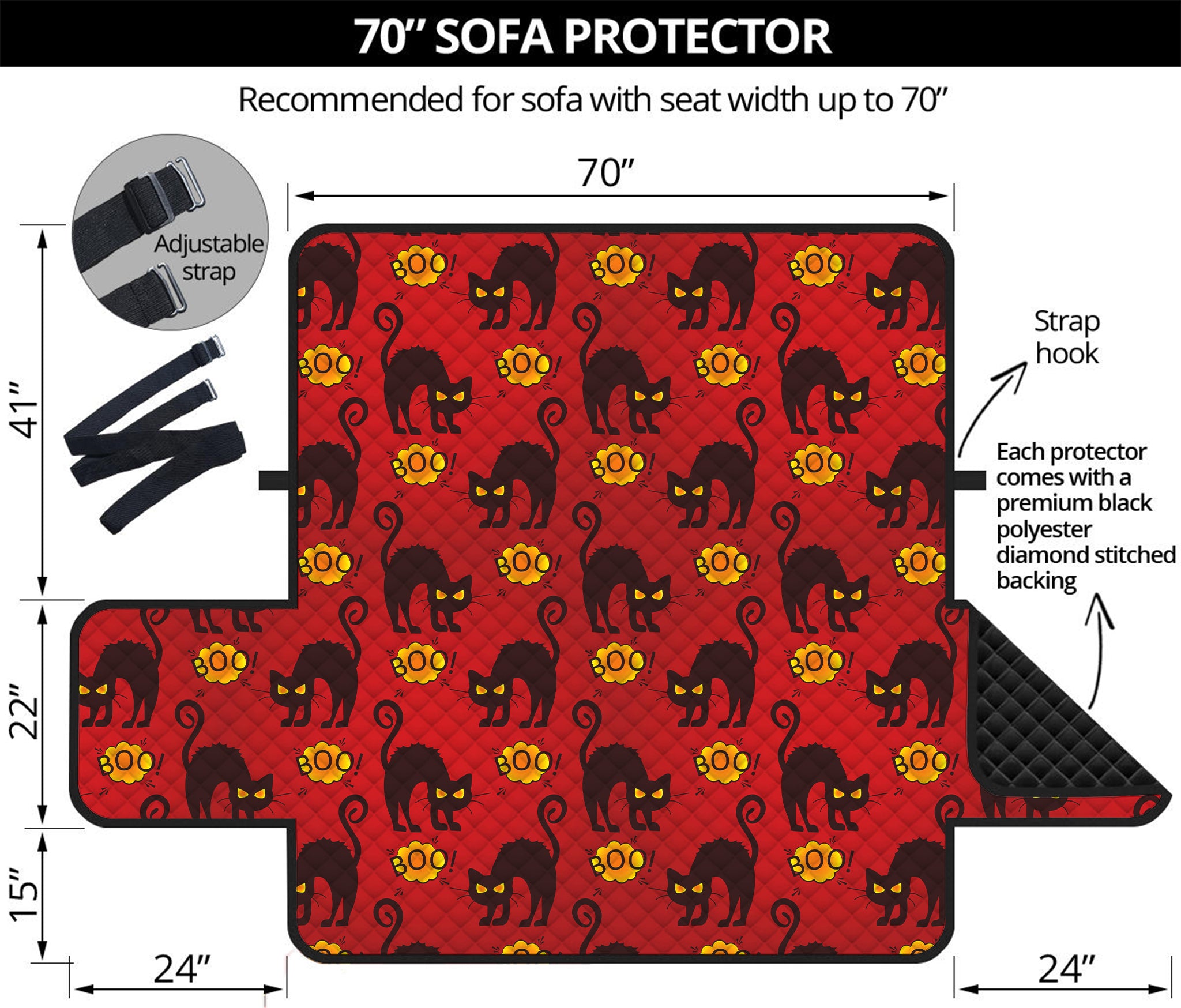 Halloween Black Cat Pattern Print Sofa Protector