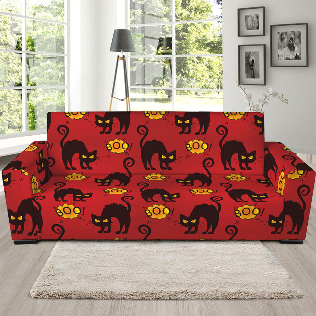 Halloween Black Cat Pattern Print Sofa Slipcover