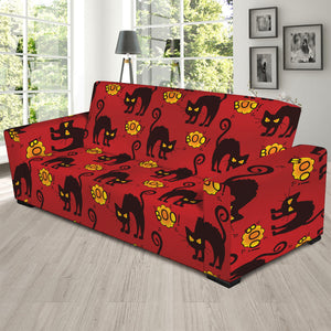 Halloween Black Cat Pattern Print Sofa Slipcover