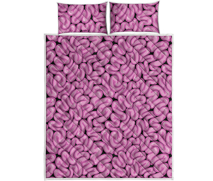 Halloween Brain Print Quilt Bed Set