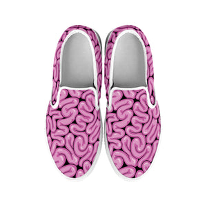 Halloween Brain Print White Slip On Shoes