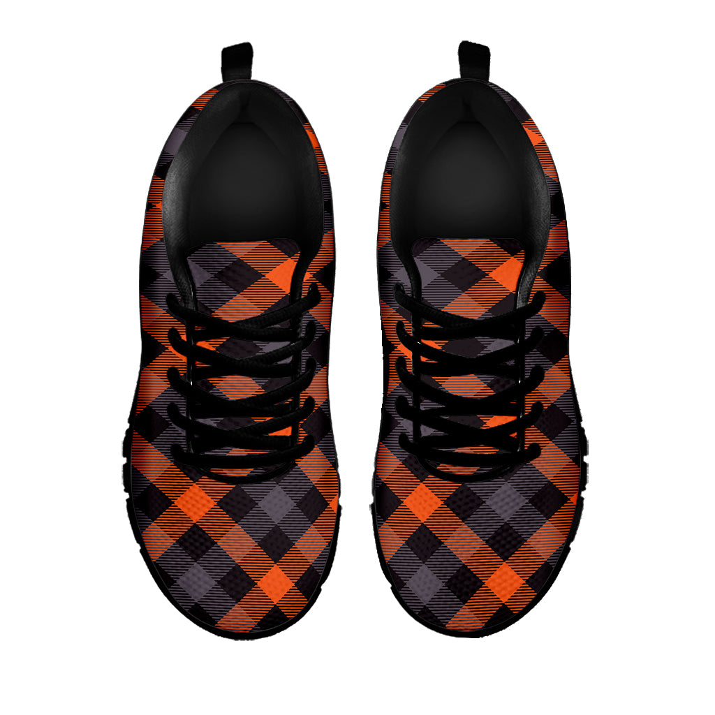 Halloween Buffalo Check Pattern Print Black Sneakers