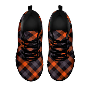 Halloween Buffalo Check Pattern Print Black Sneakers