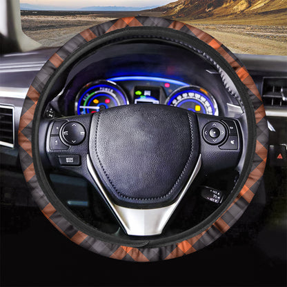 Halloween Buffalo Check Pattern Print Car Steering Wheel Cover