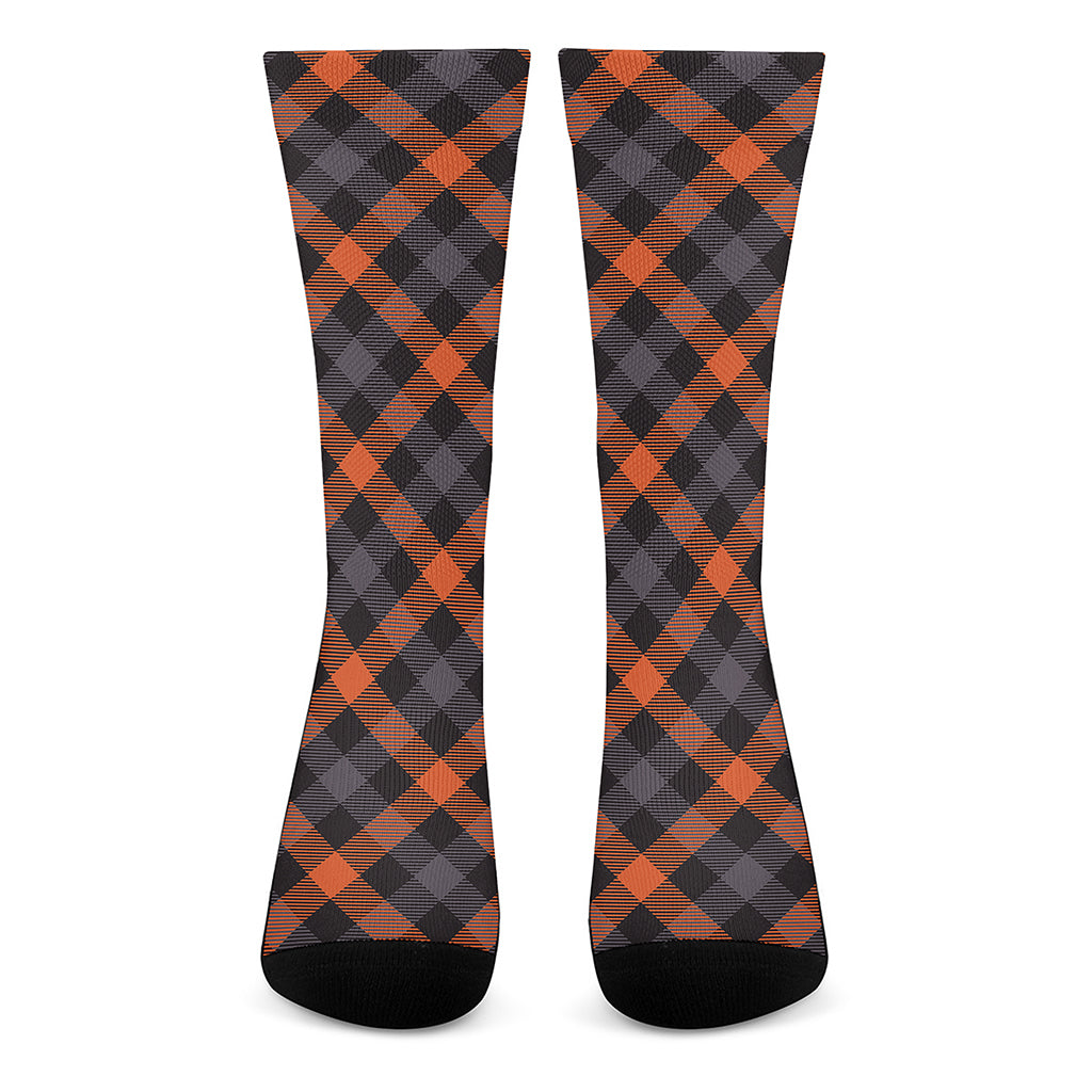 Halloween Buffalo Check Pattern Print Crew Socks