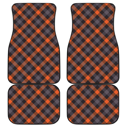 Halloween Buffalo Check Pattern Print Front and Back Car Floor Mats