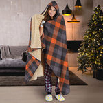 Halloween Buffalo Check Pattern Print Hooded Blanket