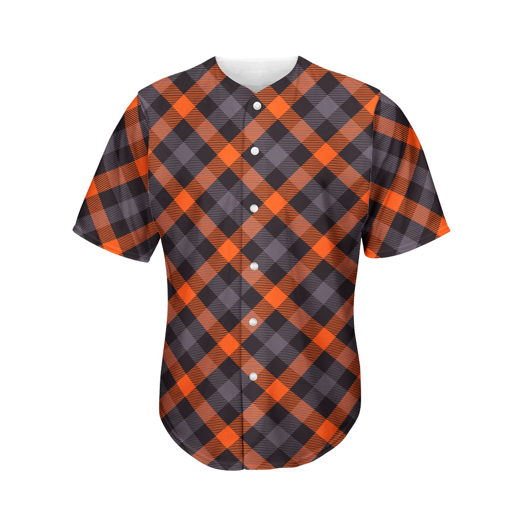 Halloween Buffalo Check Pattern Print Men's Baseball Jersey