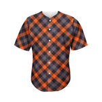 Halloween Buffalo Check Pattern Print Men's Baseball Jersey