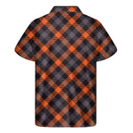 Halloween Buffalo Check Pattern Print Men's Short Sleeve Shirt