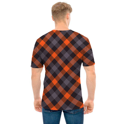 Halloween Buffalo Check Pattern Print Men's T-Shirt
