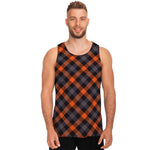 Halloween Buffalo Check Pattern Print Men's Tank Top