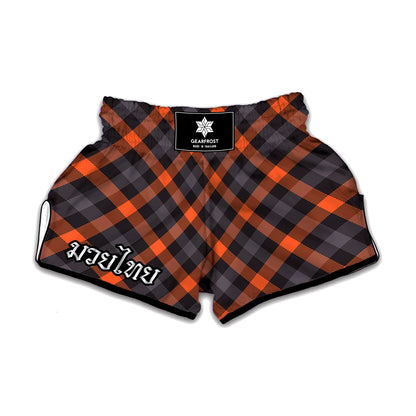 Halloween Buffalo Check Pattern Print Muay Thai Boxing Shorts