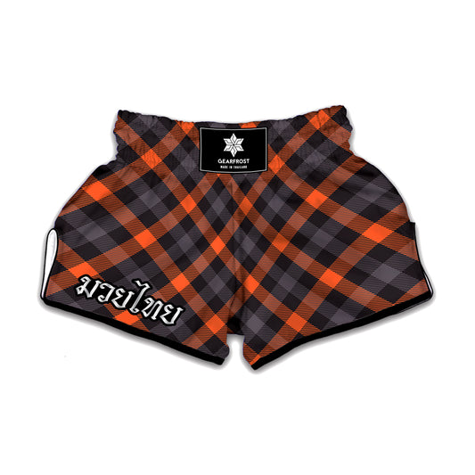 Halloween Buffalo Check Pattern Print Muay Thai Boxing Shorts