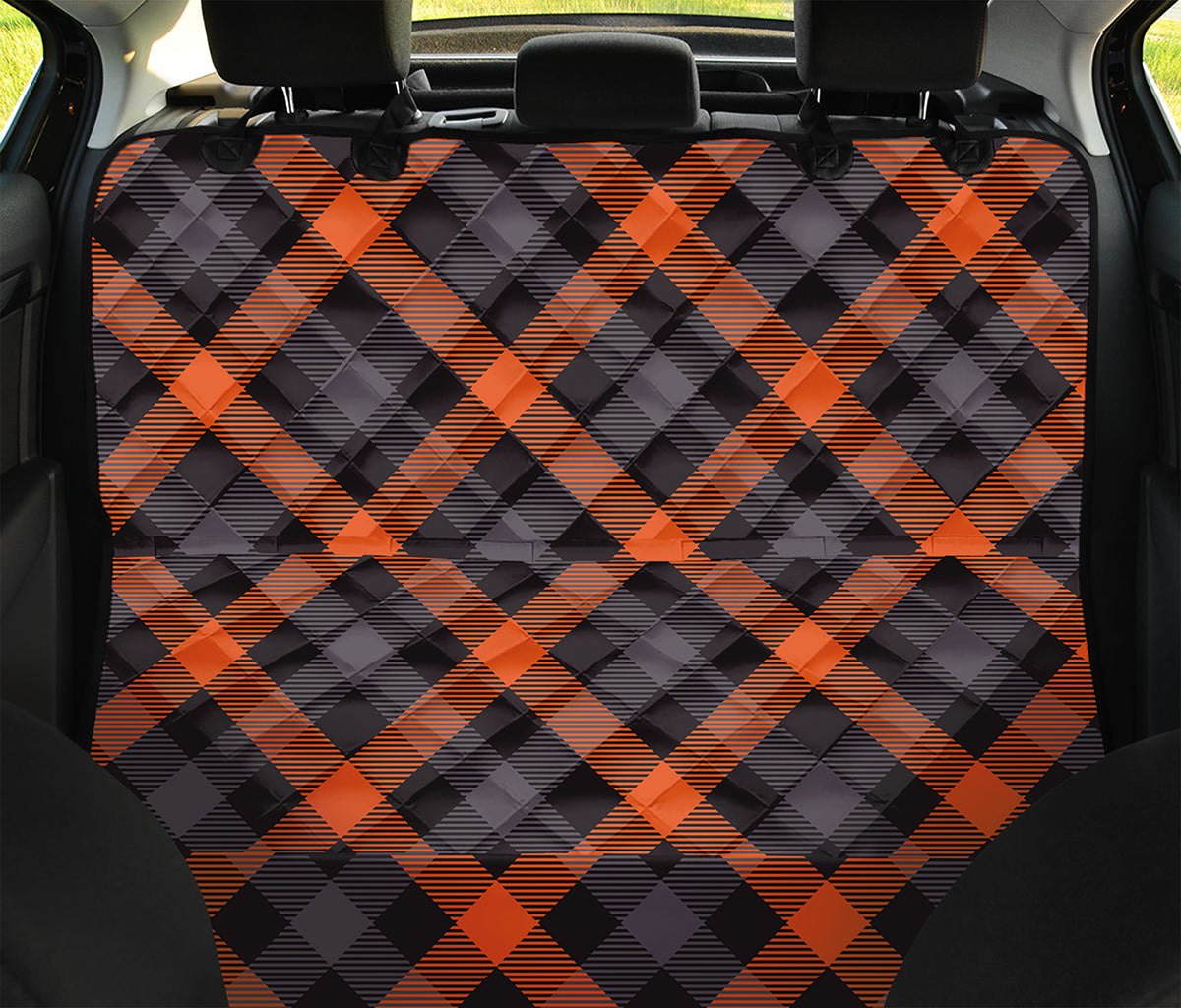 Halloween Buffalo Check Pattern Print Pet Car Back Seat Cover