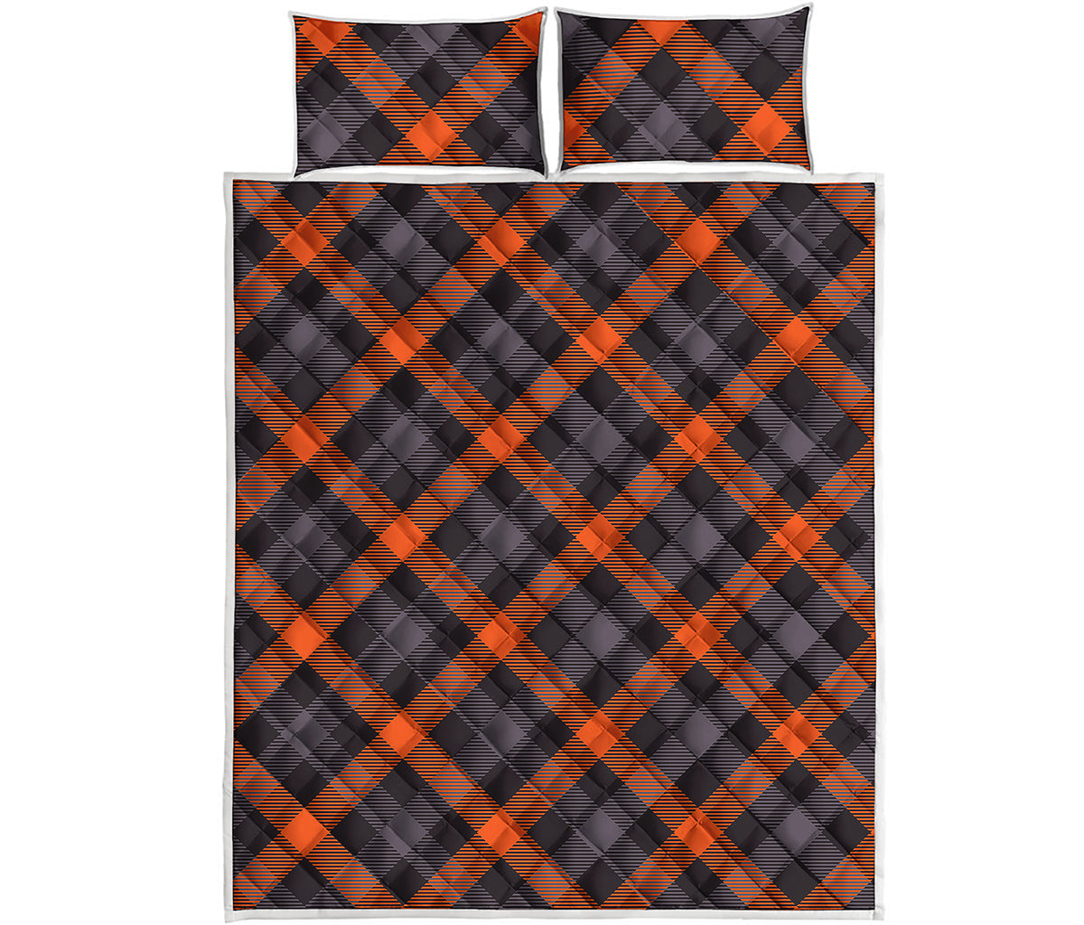 Halloween Buffalo Check Pattern Print Quilt Bed Set