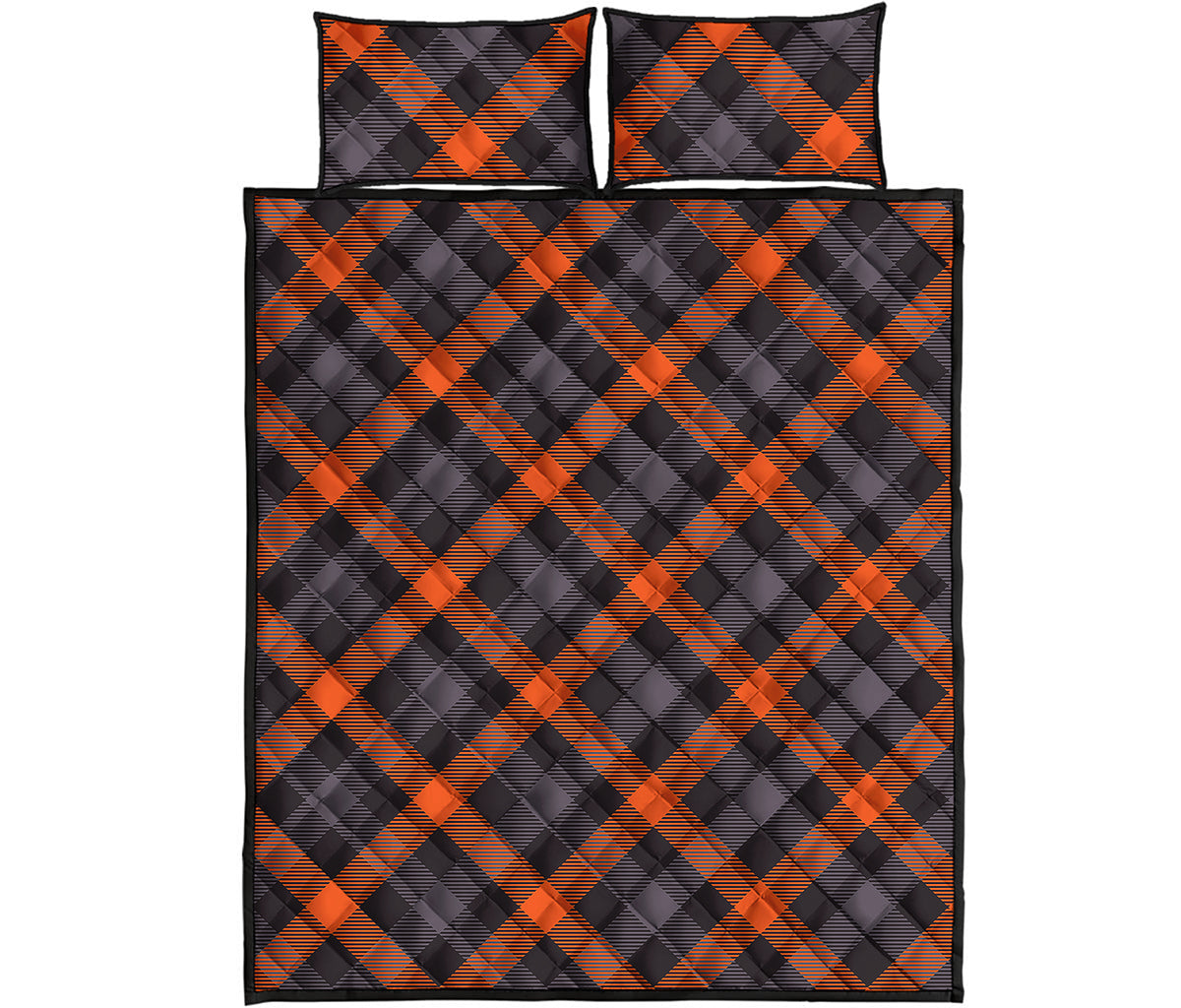 Halloween Buffalo Check Pattern Print Quilt Bed Set