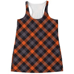Halloween Buffalo Check Pattern Print Women's Racerback Tank Top