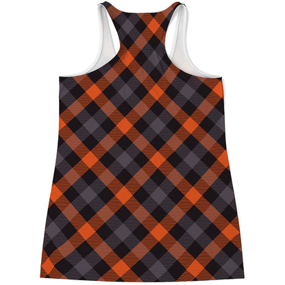Halloween Buffalo Check Pattern Print Women's Racerback Tank Top
