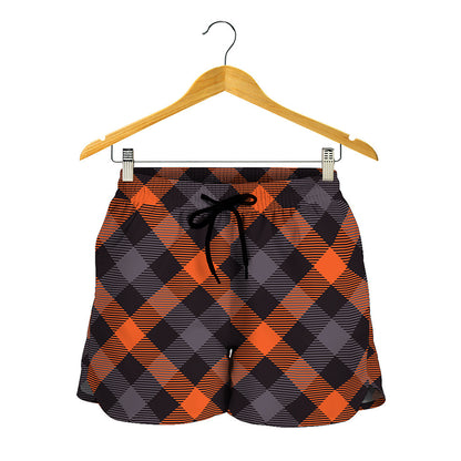 Halloween Buffalo Check Pattern Print Women's Shorts