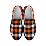 Halloween Buffalo Plaid Pattern Print Black Slip On Shoes