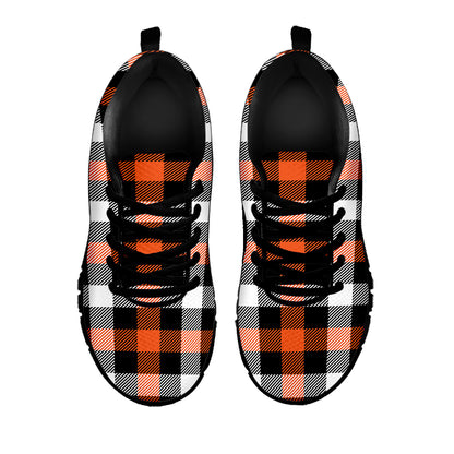 Halloween Buffalo Plaid Pattern Print Black Sneakers