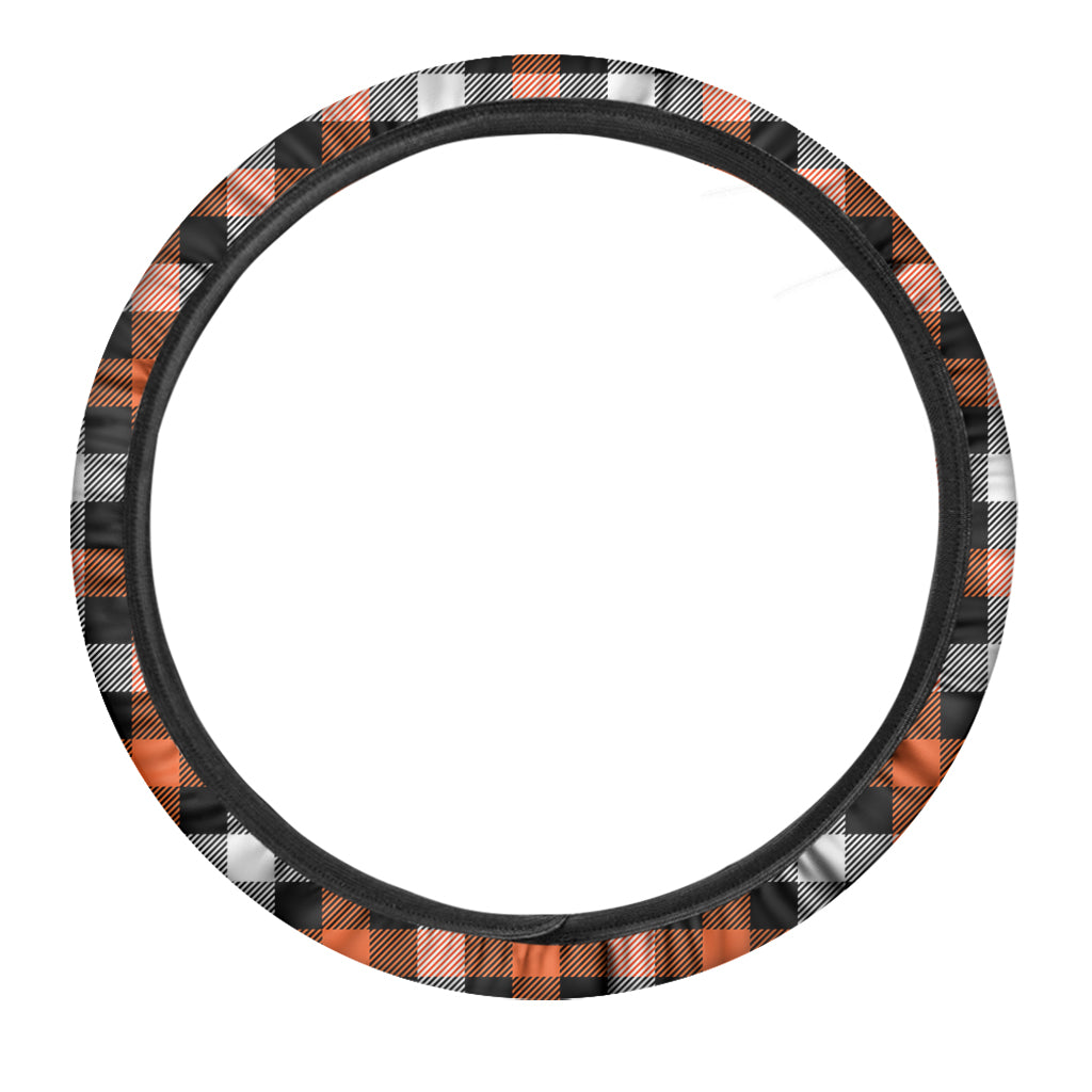 Halloween Buffalo Plaid Pattern Print Car Steering Wheel Cover