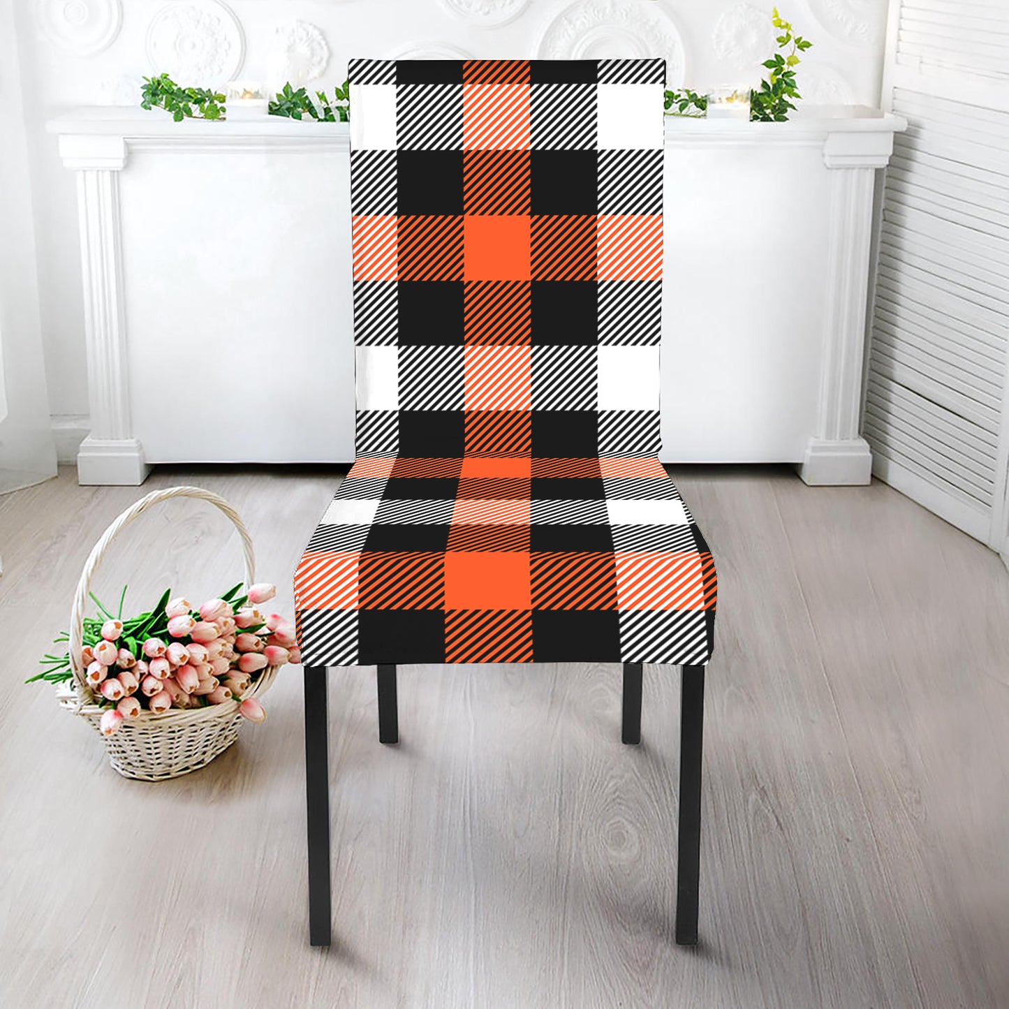Halloween Buffalo Plaid Pattern Print Dining Chair Slipcover