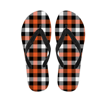 Halloween Buffalo Plaid Pattern Print Flip Flops