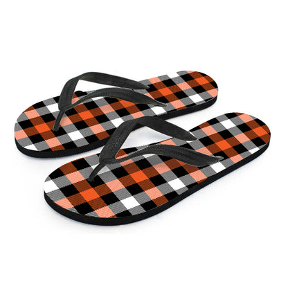 Halloween Buffalo Plaid Pattern Print Flip Flops