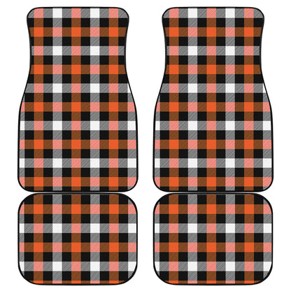Halloween Buffalo Plaid Pattern Print Front and Back Car Floor Mats